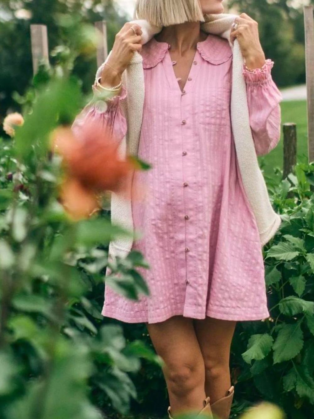 Anthropology Women's Pink Long-Sleeve Textured Pullover Top
